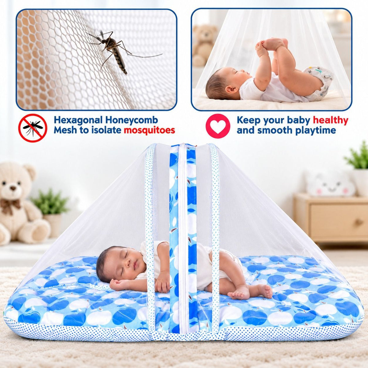 VParents Rosy Baby Feeding Pillow Bedding Set with Mosquito net and Sleeping Bag Combo