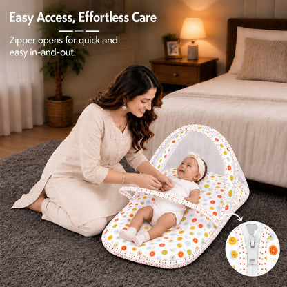 VParents Daisy Baby 4 Piece Bedding Set with Pillow and Bolsters Sleeping Bag and Bedding Set and Feeding Pillow Combo