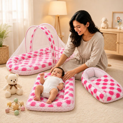 VParents Cheeky Cheeky Baby 4 Piece Bedding Set with Pillow and Bolsters Sleeping Bag and Bedding Set Combo