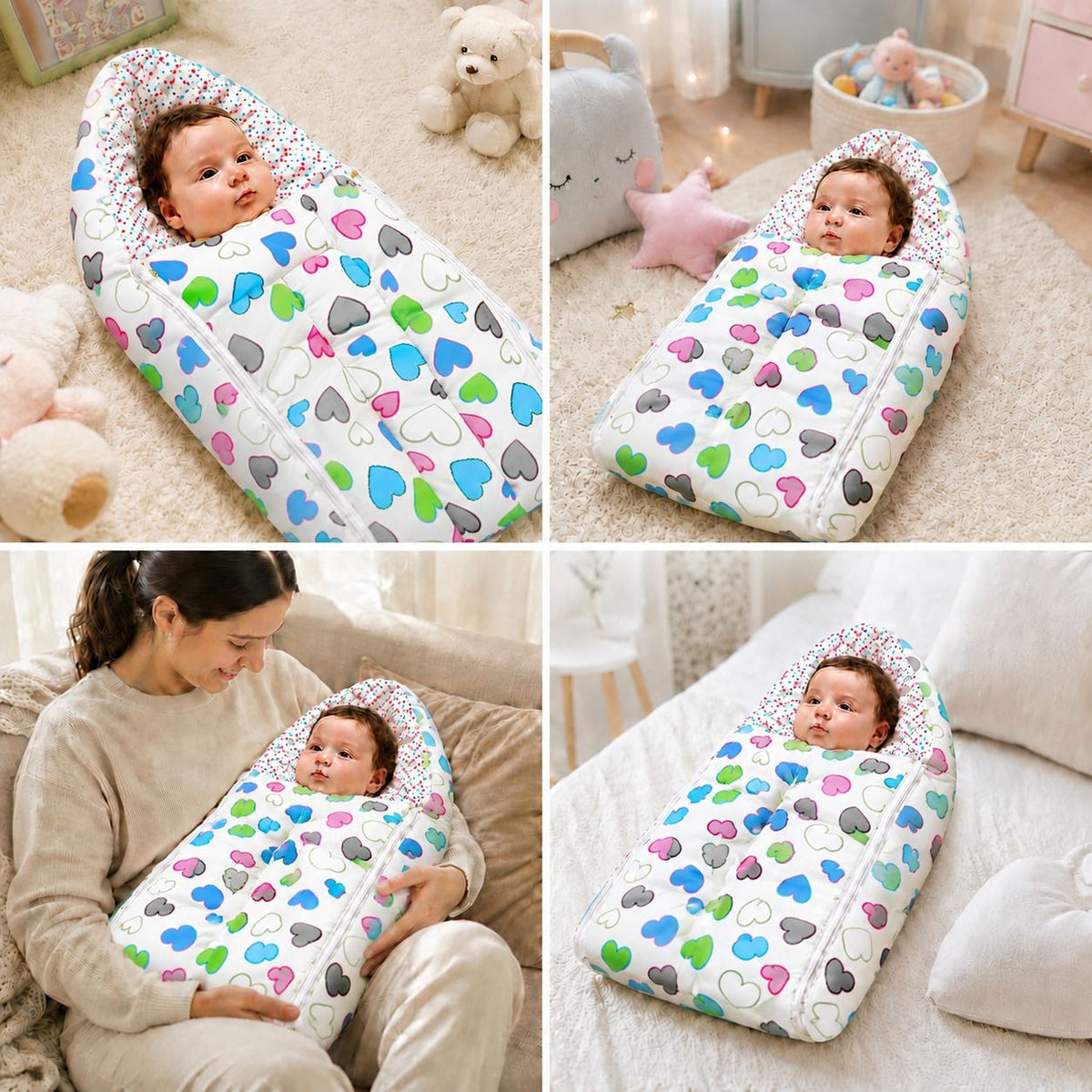 VParents Rosy Baby Feeding Pillow Bedding Set with Mosquito net and Sleeping Bag Combo