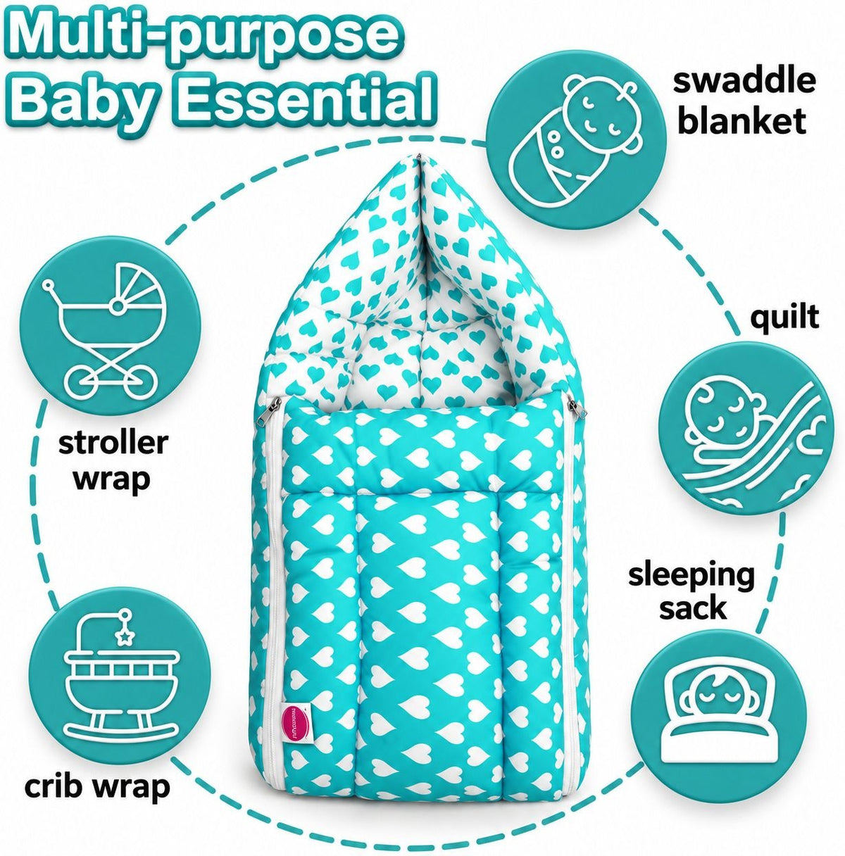 VParents Rosy Baby Feeding Pillow Bedding Set with Mosquito net and Sleeping Bag Combo