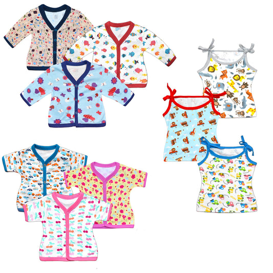 Vparents Cotton New Born Baby Boy's & Baby Girls Jablas - Multicolor - pack of 9  Assorted Design