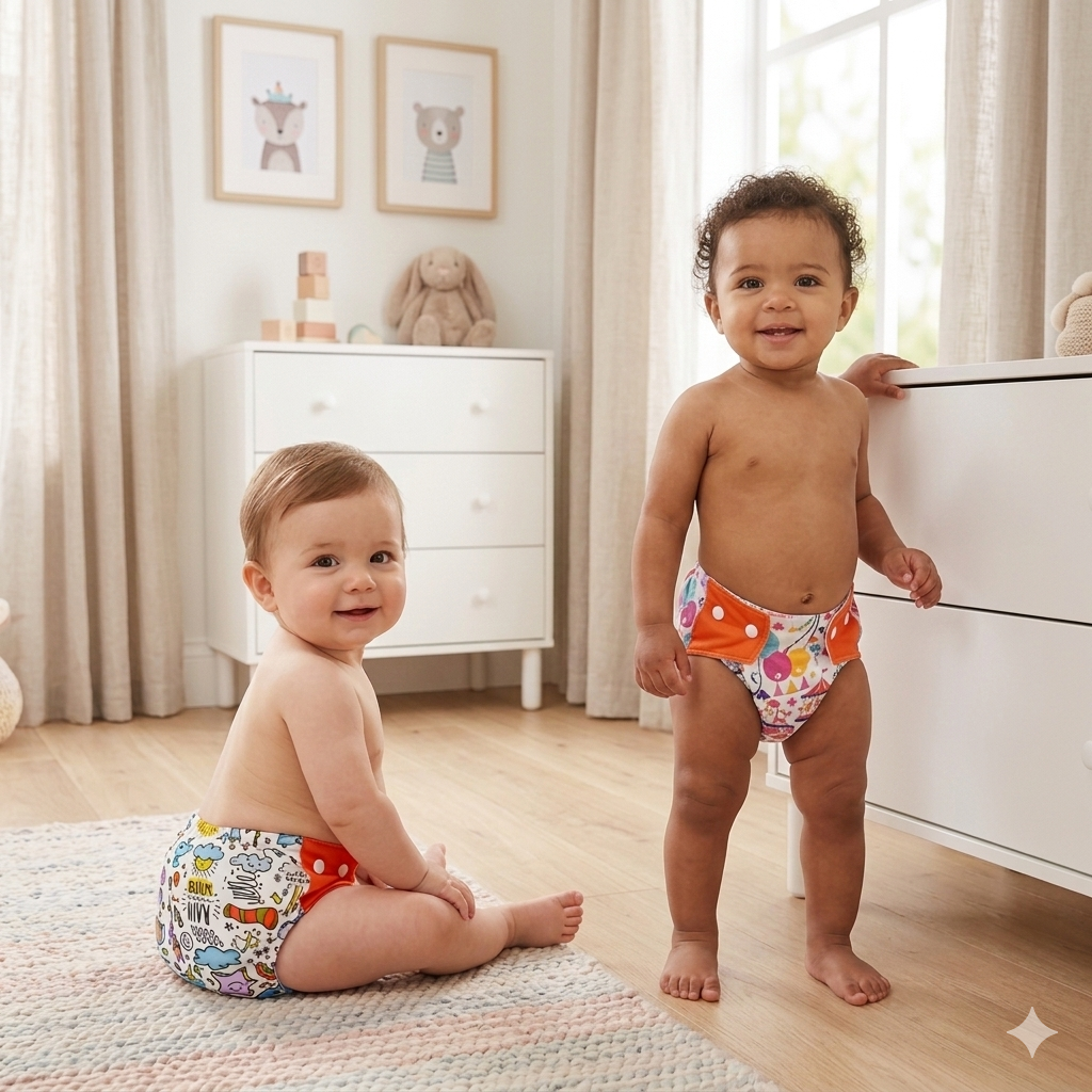 VParents  Reusable and Adjustable Cloth Diapers With ulta absorbent Insert with 5 layers- washable (Multi Colour)