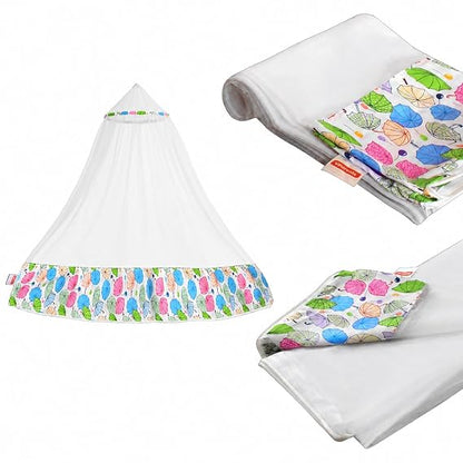 VParents Mosquito Net for Baby Cradle Jhula Saree with Zip Opening at bottom