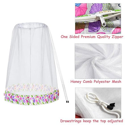 VParents Mosquito Net for Baby Cradle Jhula Saree with Zip Opening at bottom