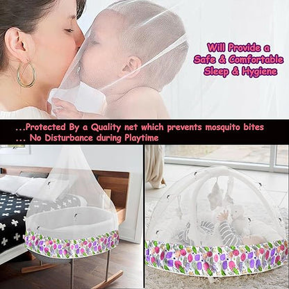 VParents Mosquito Net for Baby Cradle Jhula Saree with Zip Opening at bottom