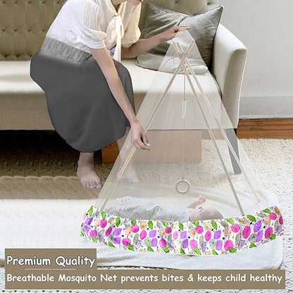 VParents Mosquito Net for Baby Cradle Jhula Saree with Zip Opening at bottom