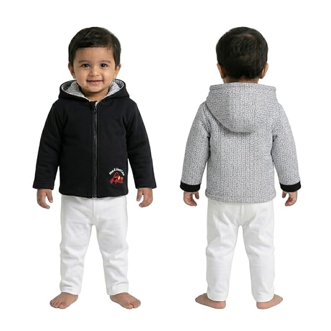 VParents Full Sleeve Winter Cotton Reversible Hooded Jacket for Unisex Baby kids, Toddler- Sweater for Girls Boys.