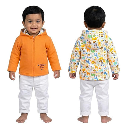 VParents Full Sleeve Winter Cotton Reversible Hooded Jacket for Unisex Baby kids, Toddler- Sweater for Girls Boys.
