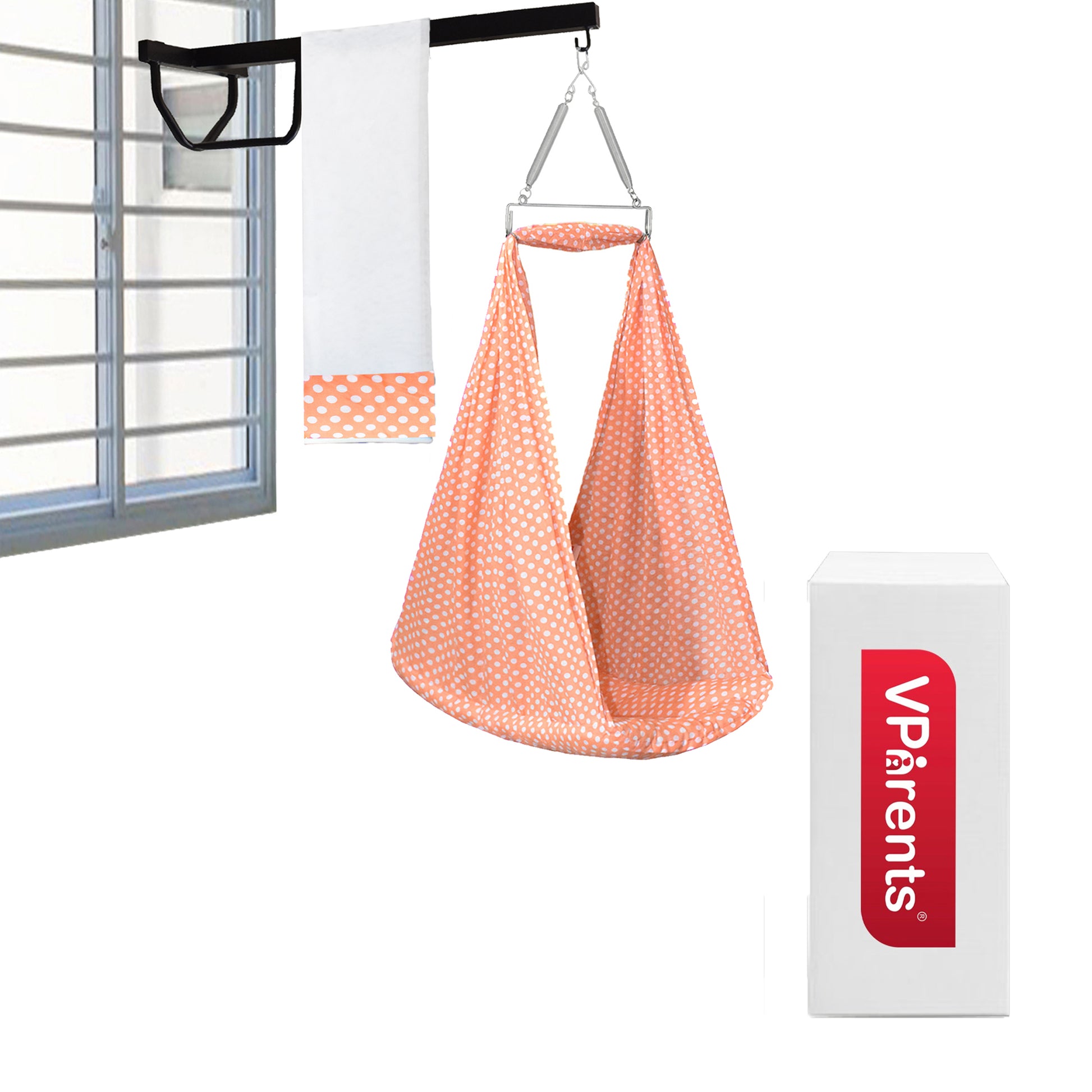 VParents Toddler Baby Swing Cradle with Mosquito Net Spring and Metal