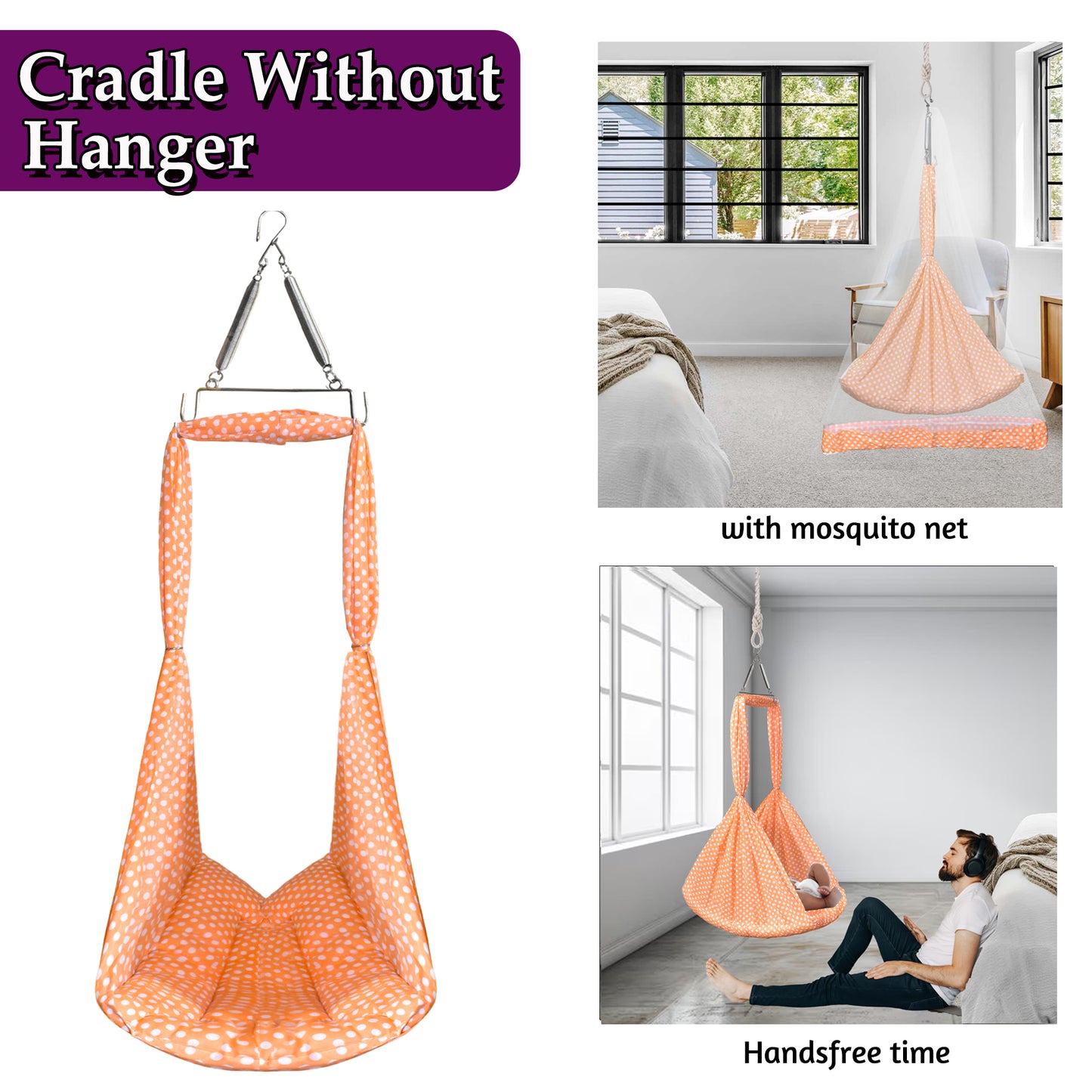 VParents Toddler Baby Swing Cradle with Mosquito Net and Spring