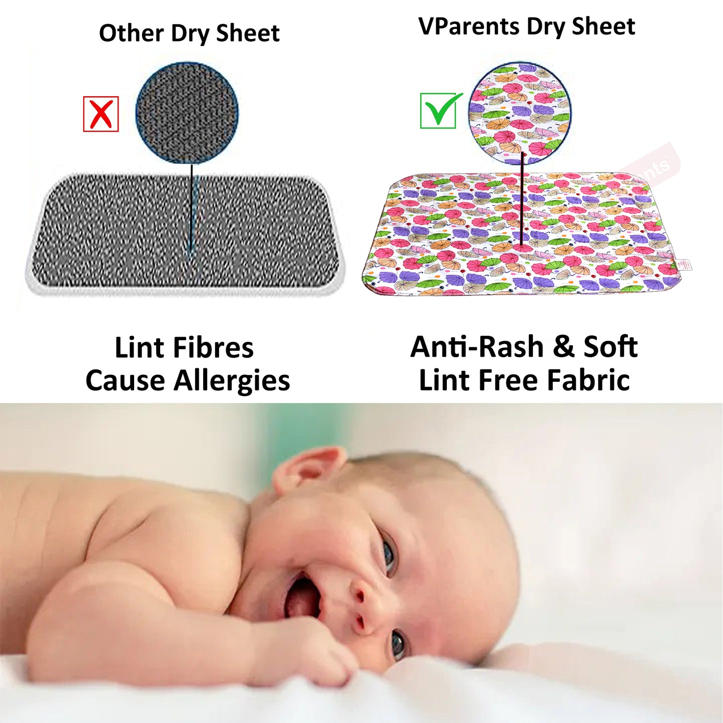 Vparents  Sleeping mats Water Proof Bed Protector with one Side Fabric New Born Baby(0-6) month