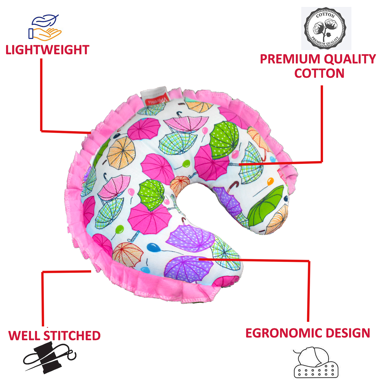 VParents Chunky Neck Support Soft Pillow for New Born Baby U Shape Pillow