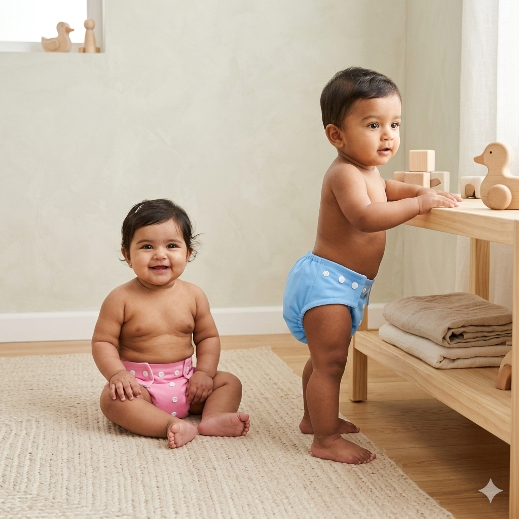 VParents  Reusable and Adjustable Cloth Diapers With ulta absorbent Insert with 5 layers- washable (Multi Colour)
