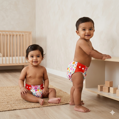 VParents  Reusable and Adjustable Cloth Diapers With ulta absorbent Insert with 5 layers- washable (Multi Colour)