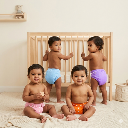VParents  Reusable and Adjustable Cloth Diapers With ulta absorbent Insert with 5 layers- washable (Multi Colour)