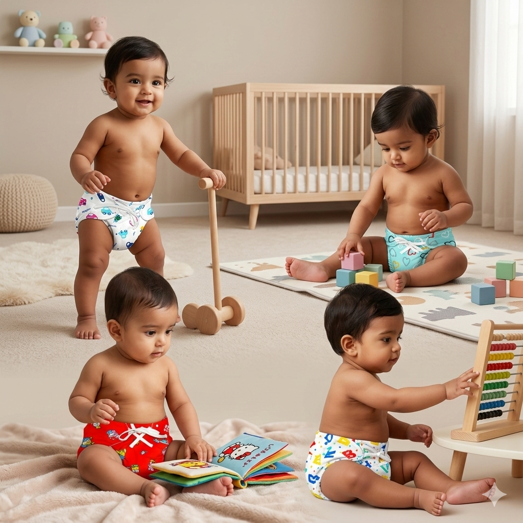 VParents DryFeel Baby Langot  l Cotton Modern Baby Nappy l Mess-free Langot with soft Elastics l DryFeel Top Layer l Diaper-free Time Essential