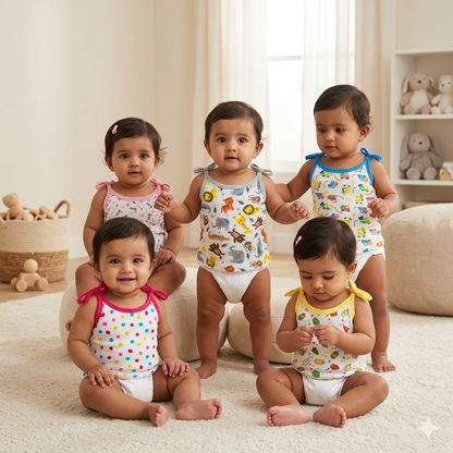 VParents Cotton New Born Baby Boy's & Baby Girls jabla -Multicolour