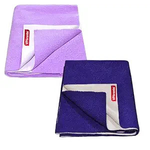 VParents Chubby Cheeks Water Proof Baby Bed Protector Reusable Dry Sheet (Pink and Blue) (Large) (100 X 140) Pack of 2