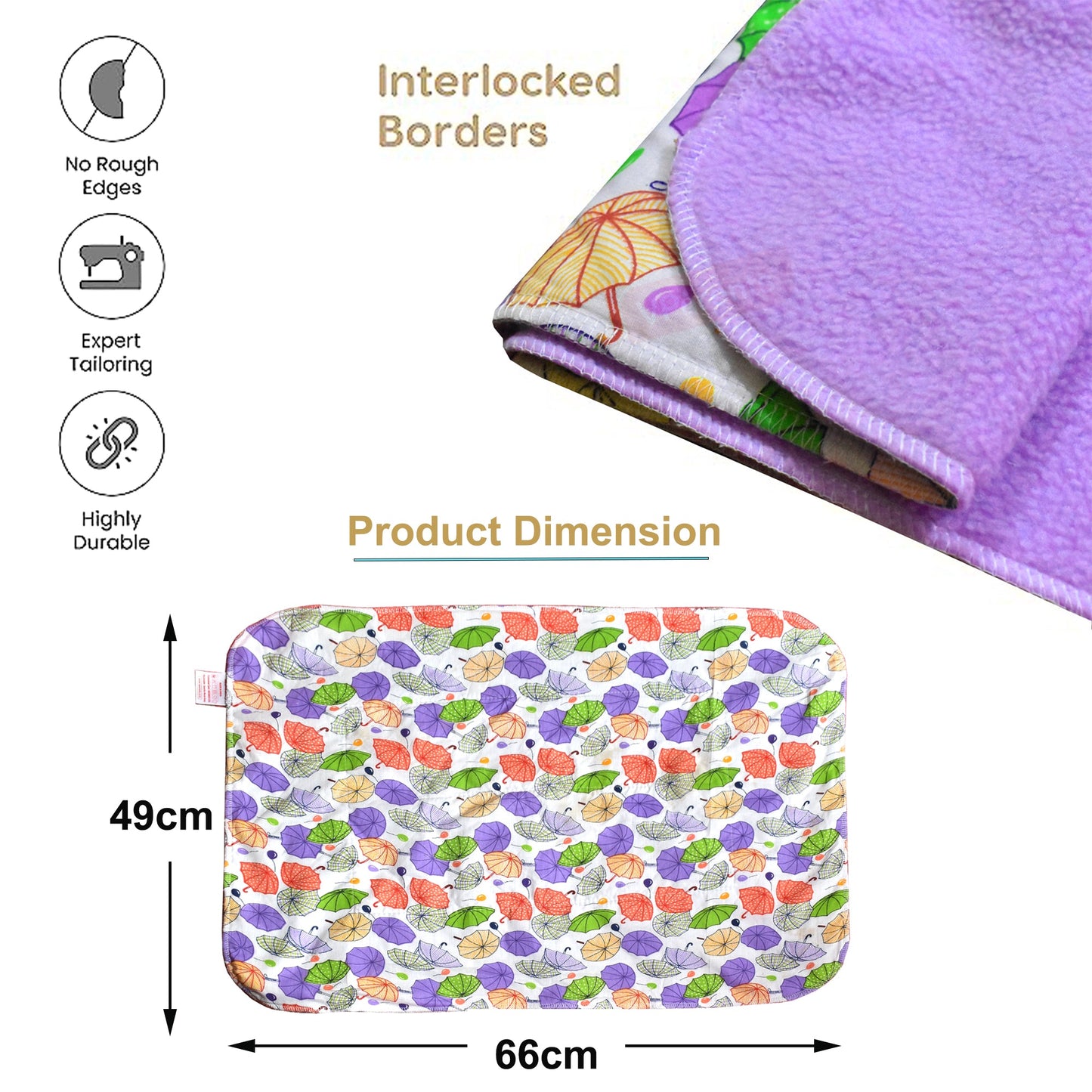 Vparents  Sleeping mats Water Proof Bed Protector with one Side Fabric New Born Baby(0-6) month