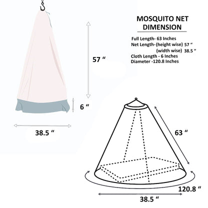 Mosquito Net for Baby Cradle Jhula Saree Swing with Zip Opening at Bottom