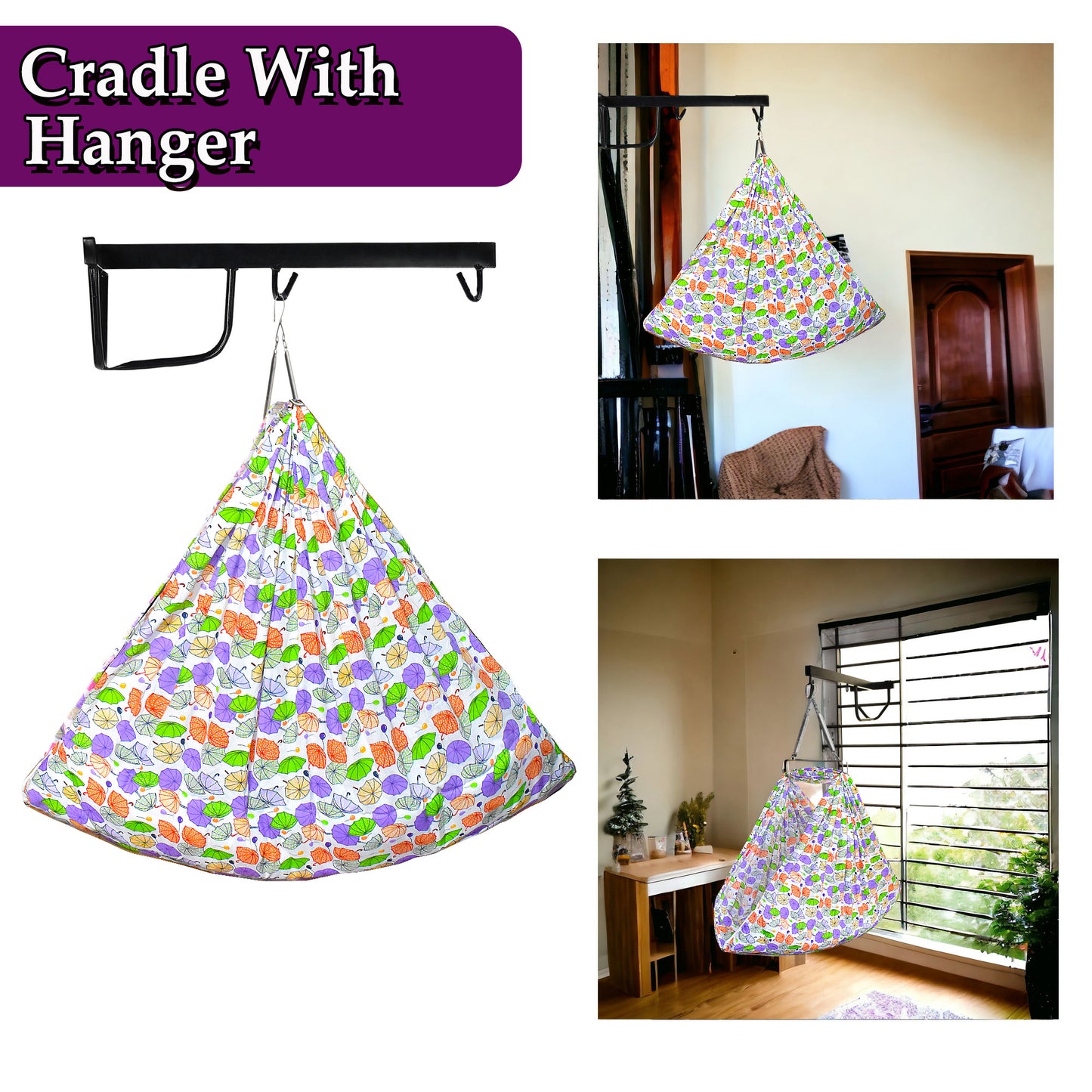 VParents Chunky Baby Swing Cradle with Spring and Metal Window Cradle Hanger