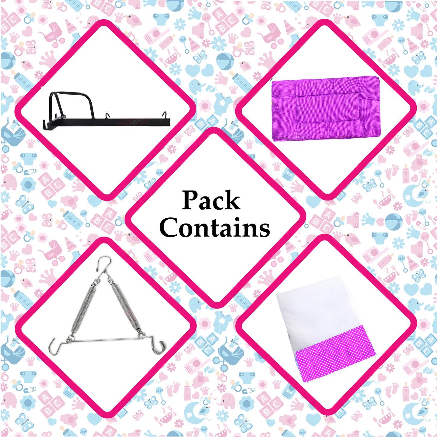 VParents Infant Baby Swing Cradle with Mosquito net Spring and Metal Window Cradle Hanger