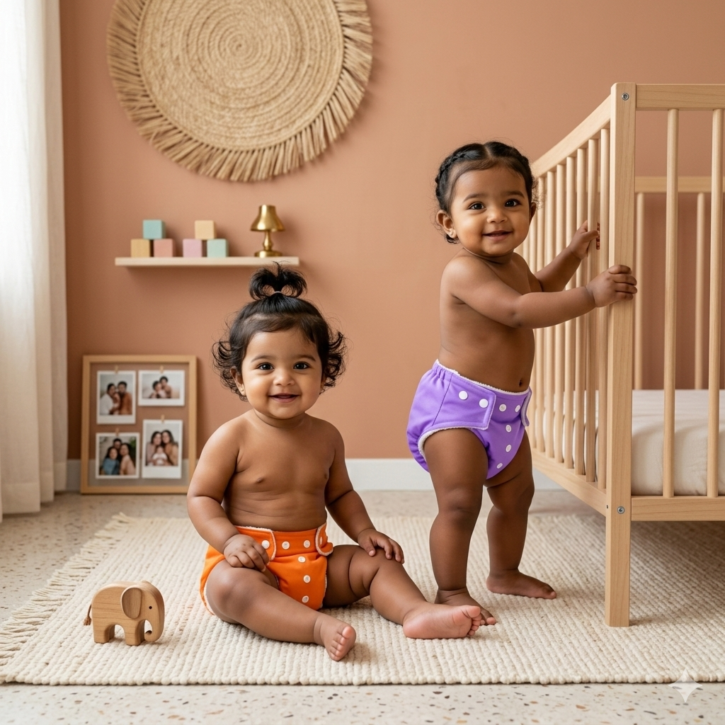 VParents  Reusable and Adjustable Cloth Diapers With ulta absorbent Insert with 5 layers- washable (Multi Colour)
