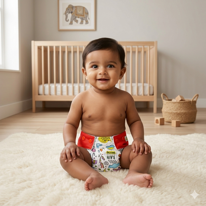 VParents  Reusable and Adjustable Cloth Diapers With ulta absorbent Insert with 5 layers- washable (Multi Colour)