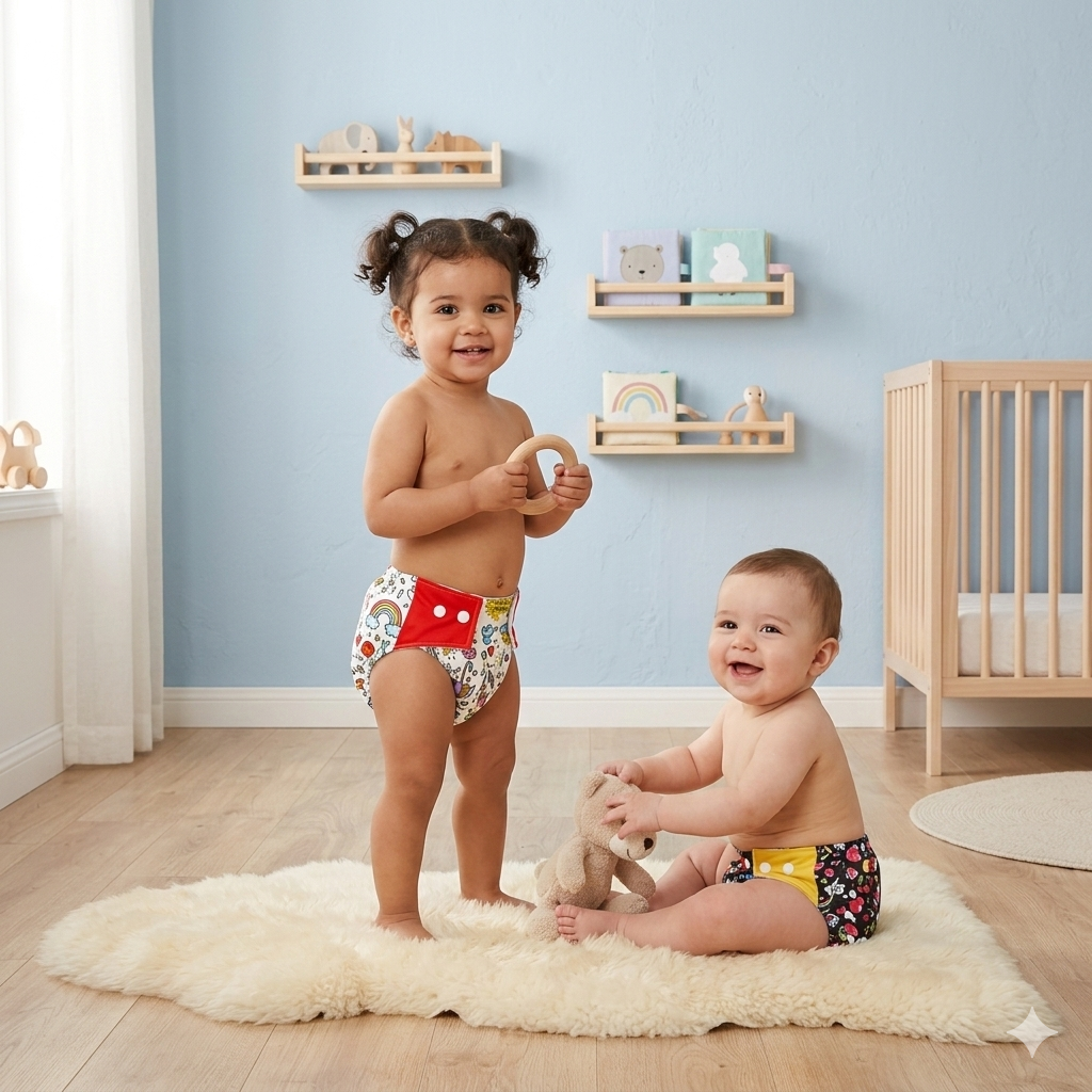 VParents  Reusable and Adjustable Cloth Diapers With ulta absorbent Insert with 5 layers- washable (Multi Colour)