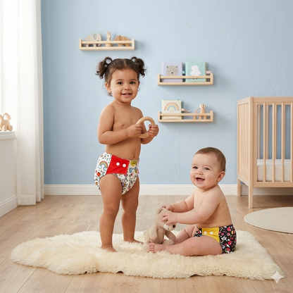 VParents  Reusable and Adjustable Cloth Diapers With ulta absorbent Insert with 5 layers- washable (Multi Colour)