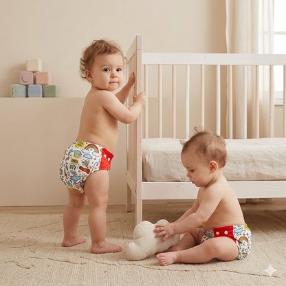 VParents  Reusable and Adjustable Cloth Diapers With ulta absorbent Insert with 5 layers- washable (Multi Colour)