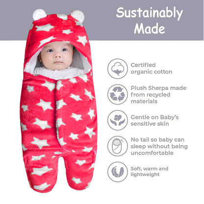 VParents  Soft Hooded Baby Blanket Wrapper for New Born (0-6months)