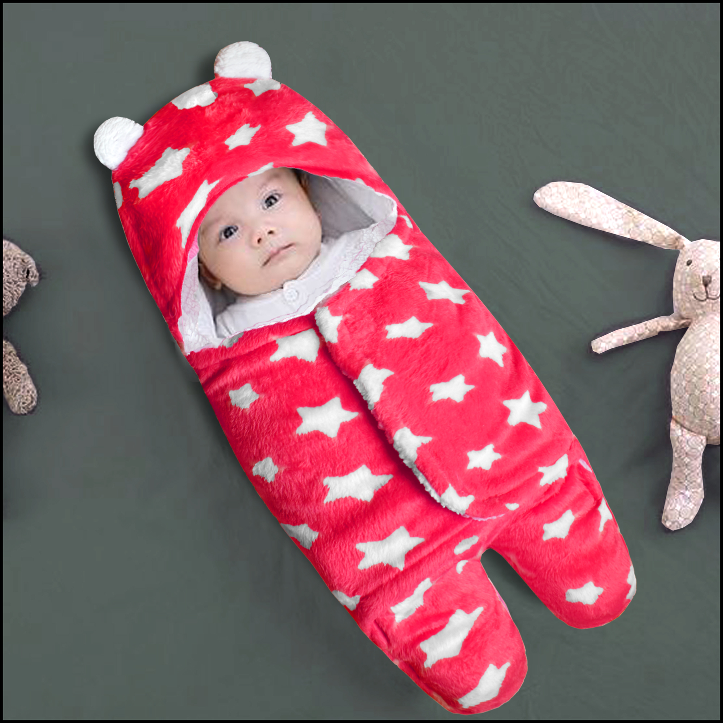 VParents  Soft Hooded Baby Blanket Wrapper for New Born (0-6months)