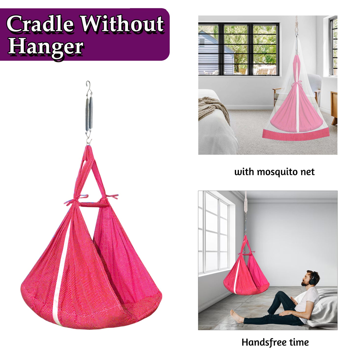 VParents Infant Baby Swing Cradle with Mosquito Net and Spring