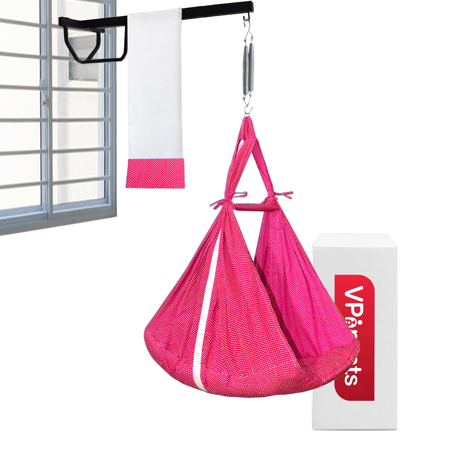 VParents Infant Baby Swing Cradle with Mosquito net Spring and Metal Window Cradle Hang VParents