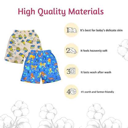 VParents cotton Infant Boys & Girls baby Shorts Printed Set of 3 - Multi-Coloured -Assorted Design (0- 6 months)