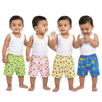 VParents cotton Infant Boys & Girls baby Shorts Printed Set of 3 - Multi-Coloured -Assorted Design (0- 6 months)