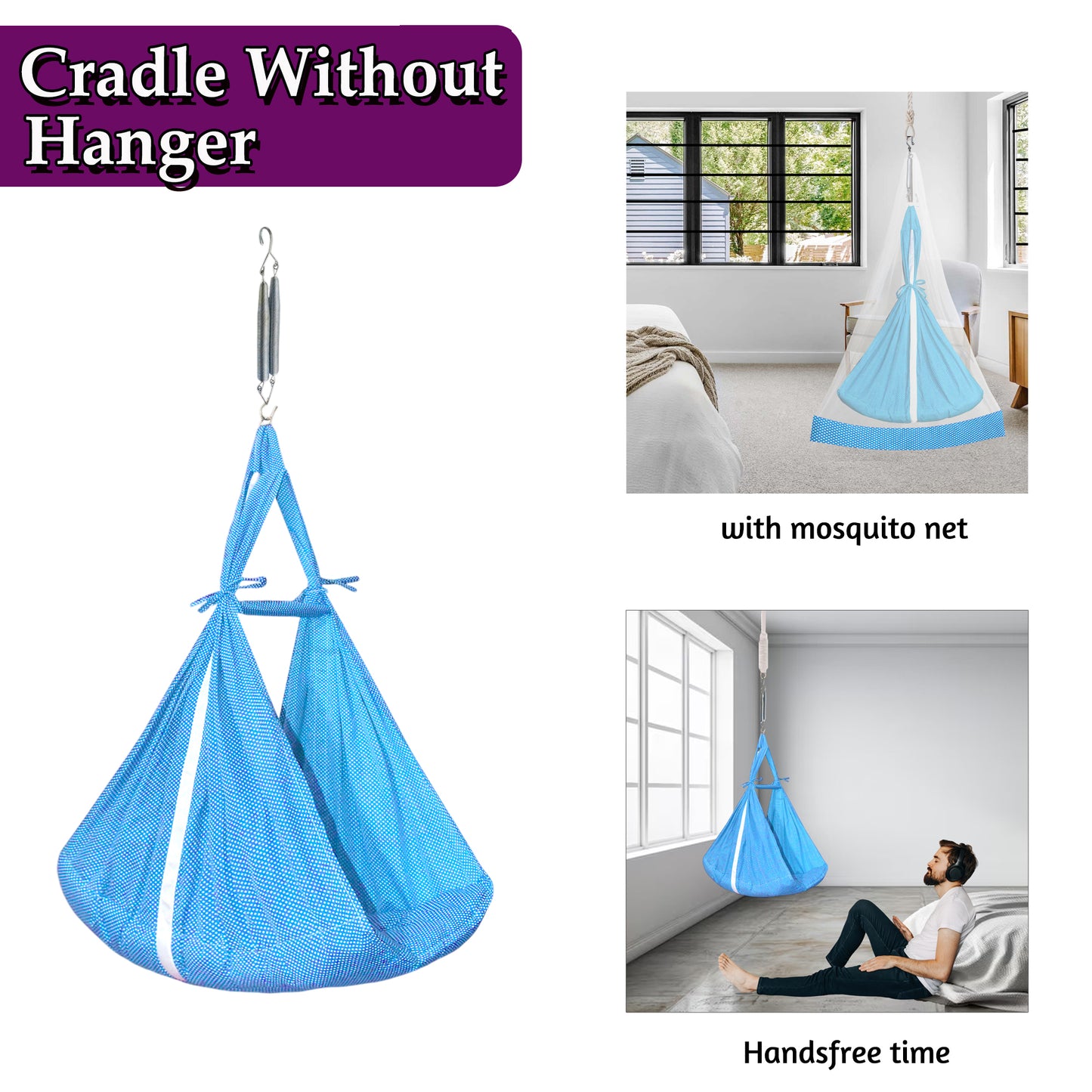 VParents Infant Baby Swing Cradle with Mosquito Net and Spring