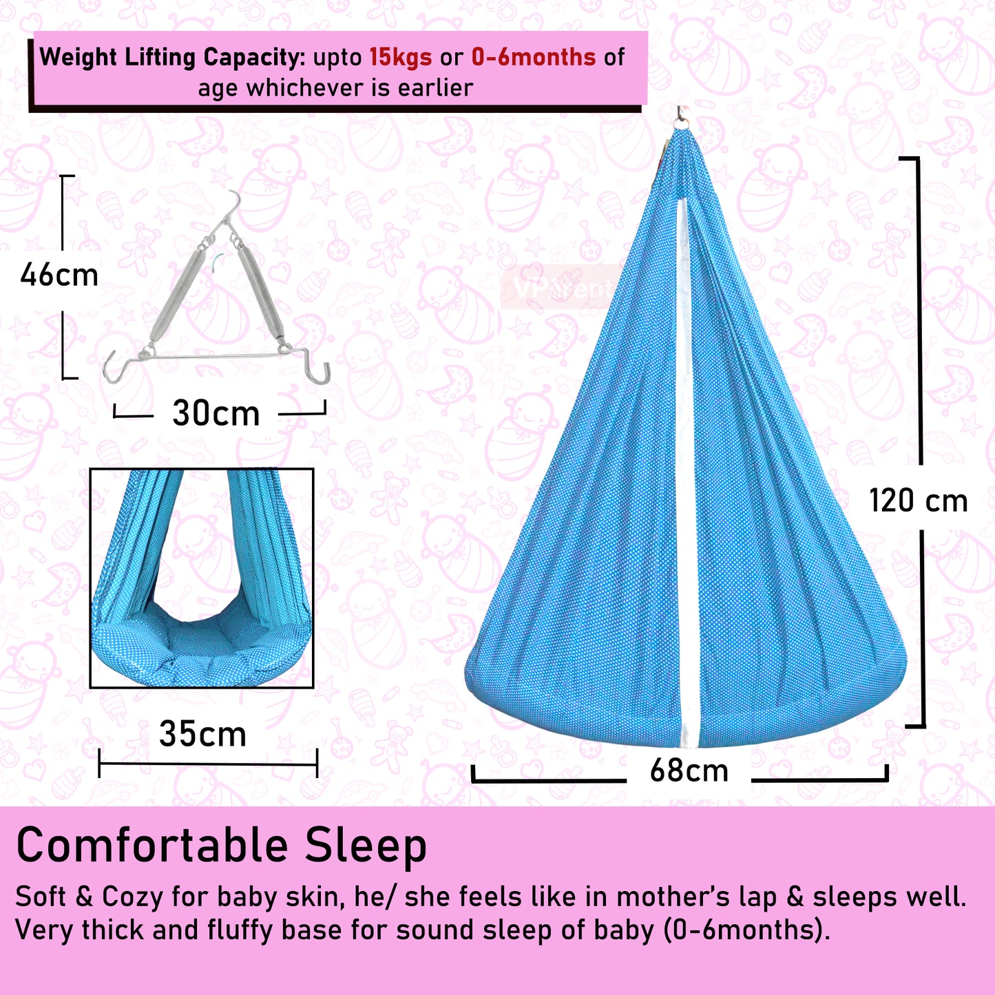 VParents Infant Baby Swing Cradle with Mosquito Net and Spring