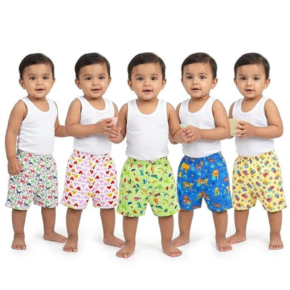 VParents cotton Infant Boys & Girls baby Shorts Printed Set of 3 - Multi-Coloured -Assorted Design (0- 6 months)
