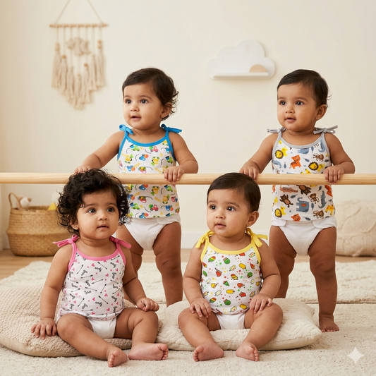 VParents Cotton New Born Baby Boy's & Baby Girls jabla -Multicolour