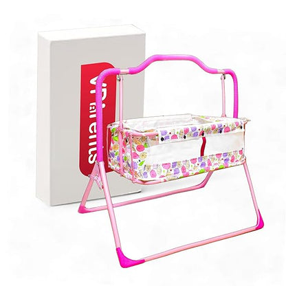 VParents Newborn Baby Sleep Swing Cradle Jhula Palna Tottilu Crib Bassinet cot - months for baby boys and girls Umbi (Pink)111103