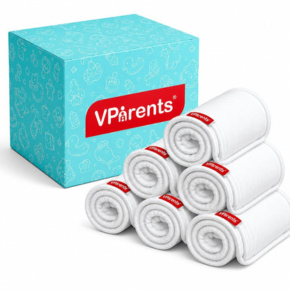 VParents cloth diaper inserts for cloth diaper high absorbent 6 layer washable reusable wet free booster pads smart dry feel soaker pad baby diaper liners