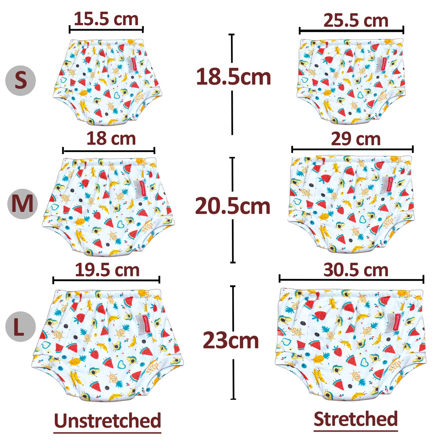 VParents Padded Underwear for Babies and Toddlers with 3 Layers of Cotton Padding Potty Training  Pull Up & Diaper-Free Time Pack of 2 (watermelon & heart)